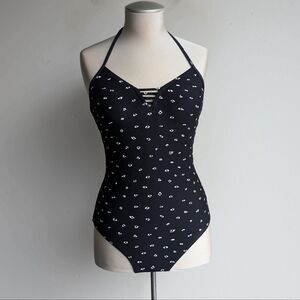 Beach Couture Black Halter One-Piece Swimsuit With Back Cut Outs